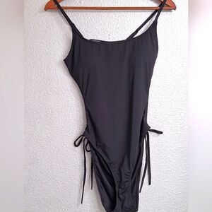 EUC Dobreva Black One-Piece Backless Swimsuit with Side Ties    Size 12